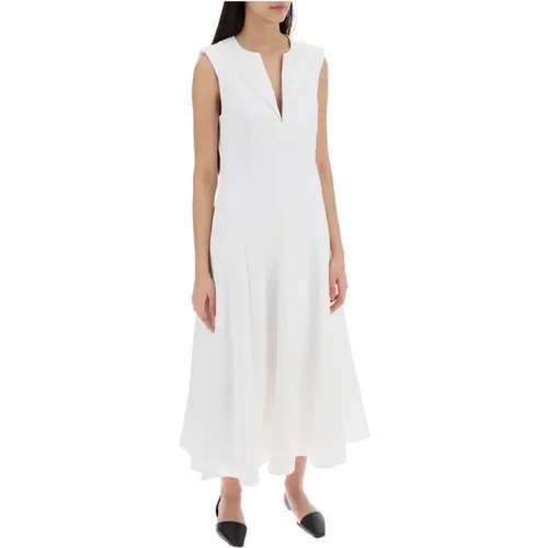 Cotton Poplin Midi Dress with V-Neckline , female, Sizes: S, XS, M - Roland Mouret - Modalova