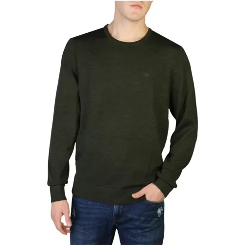 Mens Long Sleeve Round Neck Wool Sweater , male, Sizes: L, M, S - Calvin Klein - Modalova