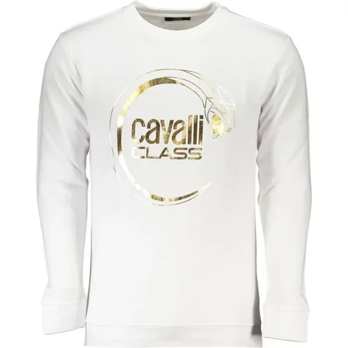 Logo Print Crewneck Sweatshirt Brushed Cotton , male, Sizes: 3XL, S, XL - Cavalli Class - Modalova