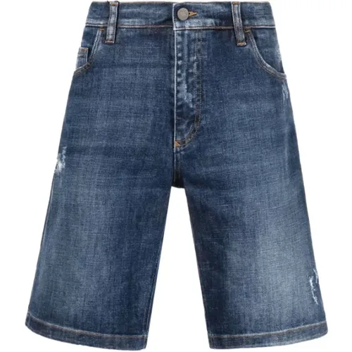 Faded Denim Shorts with Distressed Details , male, Sizes: 2XL, XL - Dolce & Gabbana - Modalova