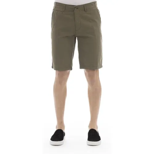 Solid Color Bermuda Shorts with Front Button and Zip Closure , male, Sizes: M - Baldinini - Modalova