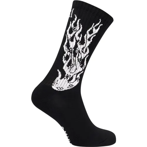 Flames Logo Cotton Socks , male, Sizes: M - Amiri - Modalova