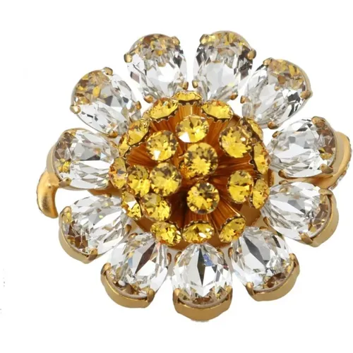 Kristallblumen Statement Ring , Damen, Größe: 53 MM - Dolce & Gabbana - Modalova