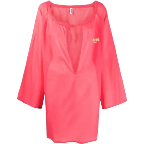 Rosa Baumwoll Strandkleid Coverup , Damen, Größe: M - Moschino - Modalova