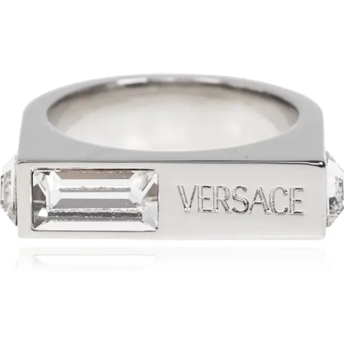 Ring mit Logo , Herren, Größe: 58 MM - Versace - Modalova