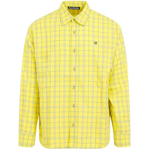 Orange Checkered Shirt , male, Sizes: M - Acne Studios - Modalova