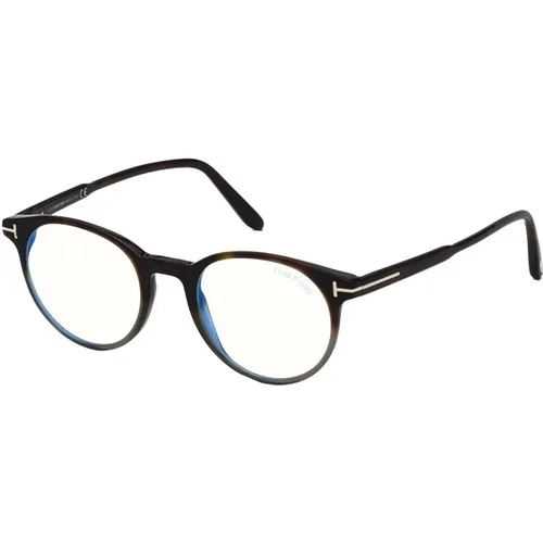 Blau Block Brillengestell Dunkel Havana , unisex, Größe: 47 MM - Tom Ford - Modalova