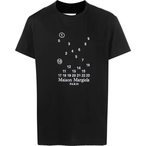 Schwarzes T-Shirt mit Grafikdruck , Herren, Größe: 2XL - Maison Margiela - Modalova