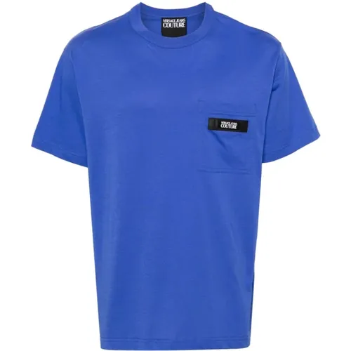 T-shirt with Pocket and Logo , male, Sizes: L, M - Versace Jeans Couture - Modalova