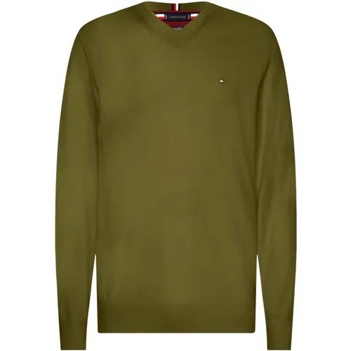 Cashmere V Neck Sweatshirt , male, Sizes: XL, 2XL, M, L - Tommy Hilfiger - Modalova