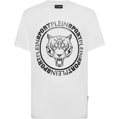 Weißes Carbon Tiger T-Shirt , Herren, Größe: M - Plein Sport - Modalova