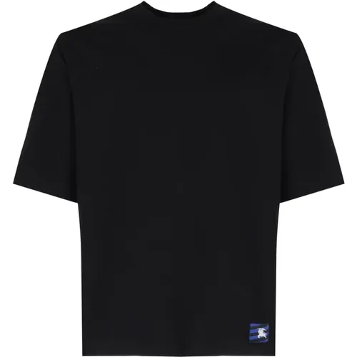 Schwarze T-Shirts und Polos mit 98% Baumwolle , Herren, Größe: M - Burberry - Modalova