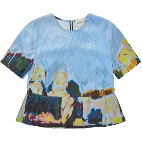 Flowy Top with Ruffle Hem , female, Sizes: S, 2XS, M, L, XL, XS - Munthe - Modalova