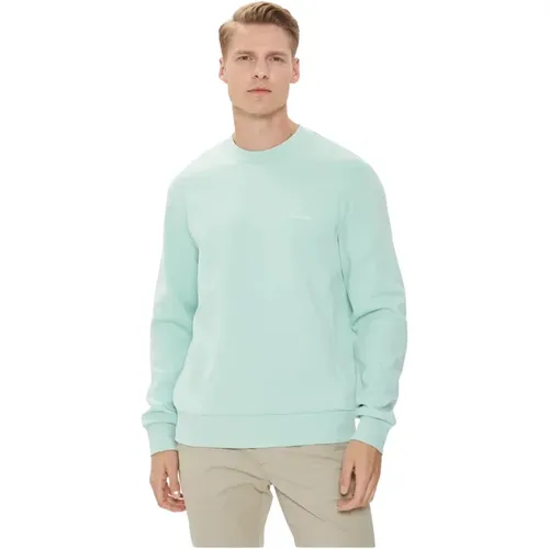 Grüner Baumwoll-Sweatshirt - Gerader Schnitt , Herren, Größe: M - Calvin Klein - Modalova