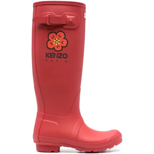 Rote Boke Flower Wellington Stiefel , Damen, Größe: 36 EU - Kenzo - Modalova