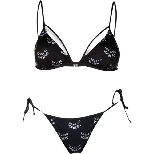 Bikini, bestehend aus gepolstertem Dreieck, Logo und Slips, die koordiniert sind , Damen, Größe: L - Iceberg - Modalova