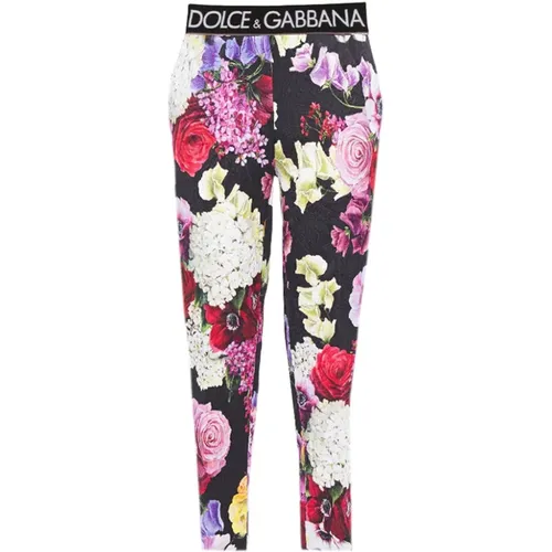 Leggings mit Blumenmuster und Reißverschluss - Dolce & Gabbana - Modalova