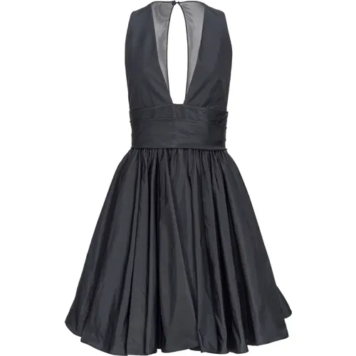 Sleeveless Taffeta Dress with V-Neck and Circle Skirt , female, Sizes: S, M, 2XS, XS - pinko - Modalova