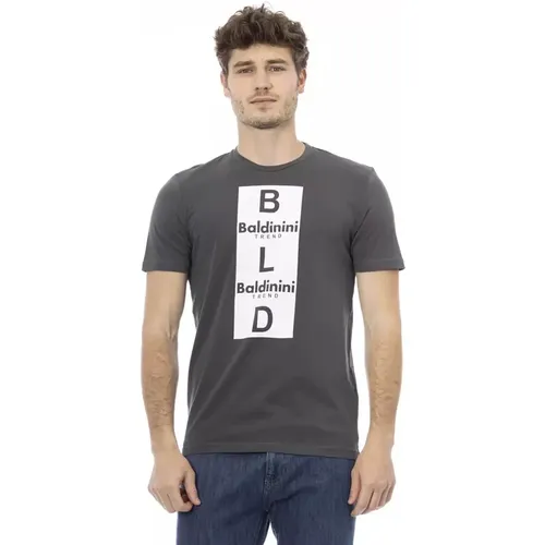 Trend Cotton T-Shirt, Short Sleeve, Front Print , male, Sizes: XS, S, 2XL - Baldinini - Modalova