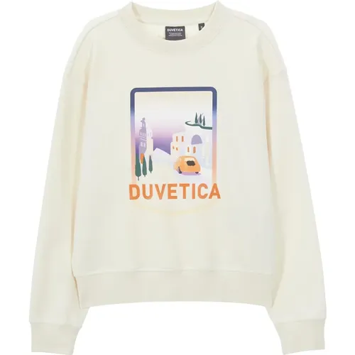 Light Cream Graphic Sweatshirt Aw24 , female, Sizes: L, S, M - duvetica - Modalova