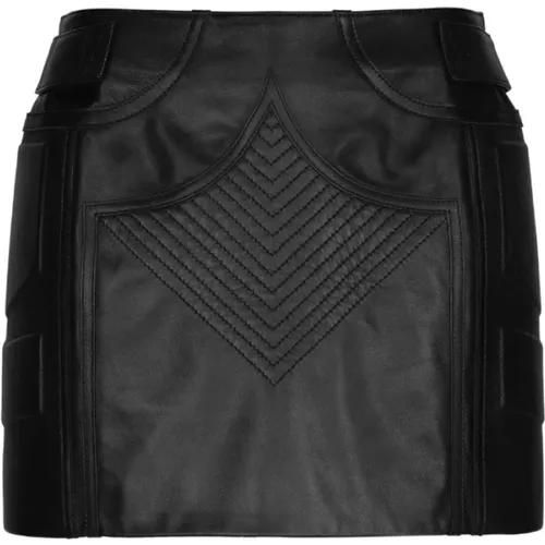 Stylish Nappa Leather Miniskirt , female, Sizes: S - Dolce & Gabbana - Modalova