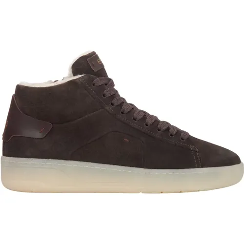 Women's Saddle Italian Velour High-Top Sneakers Er00116566 , female, Sizes: 3 UK, 5 UK, 6 UK, 4 UK, 7 UK - Estro - Modalova