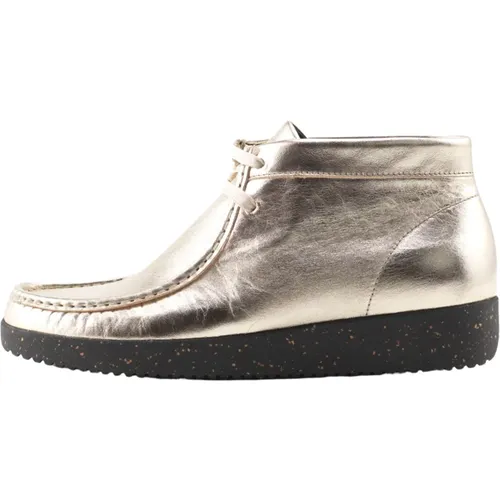 Metallic Wildleder Schnürstiefel , Damen, Größe: 36 EU - Nature Footwear - Modalova