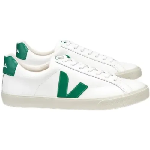 Weiße-Grüne Sneaker , Damen, Größe: 38 EU - Veja - Modalova