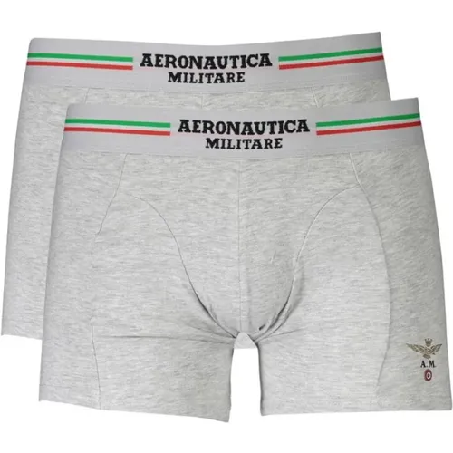 Graue Baumwoll Boxershorts Bi-Pack - aeronautica militare - Modalova