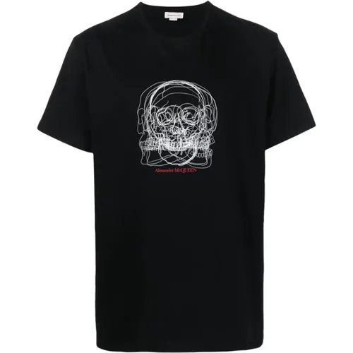 Skull Logo Cotton T-shirt , male, Sizes: L, XL - alexander mcqueen - Modalova