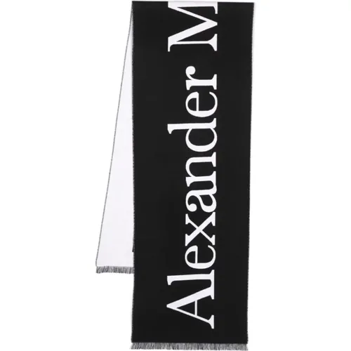 Schwarzer Logo-Schal mit Kontrastierendem Frappe , Herren, Größe: ONE Size - alexander mcqueen - Modalova