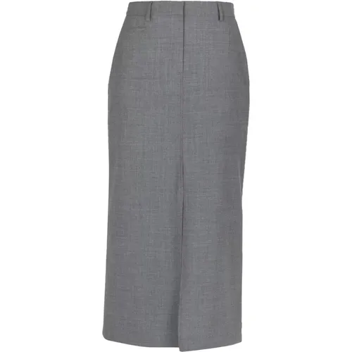 Grey Wool Blend Long Skirt , female, Sizes: S, XS, L, 2XS, M - Ottod'Ame - Modalova