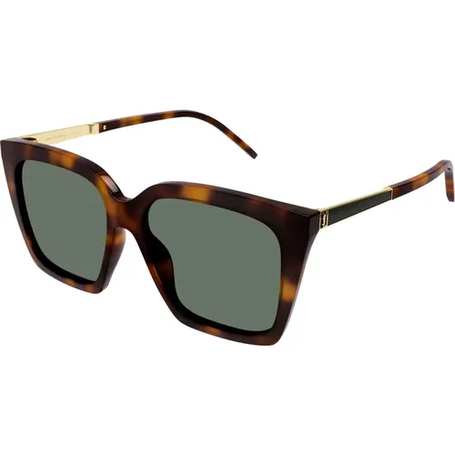 Dark Havana/Grey Sunglasses SL M100 , female, Sizes: 56 MM - Saint Laurent - Modalova