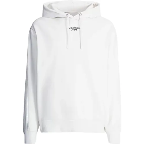 Weiße Kapuzenpullover Frühling/Sommer Herren , Herren, Größe: S - Calvin Klein Jeans - Modalova