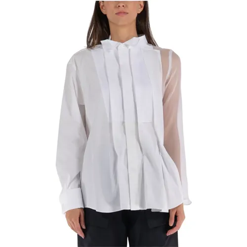 Chiffon Mix Cotton Poplin Shirt , female, Sizes: L - Sacai - Modalova