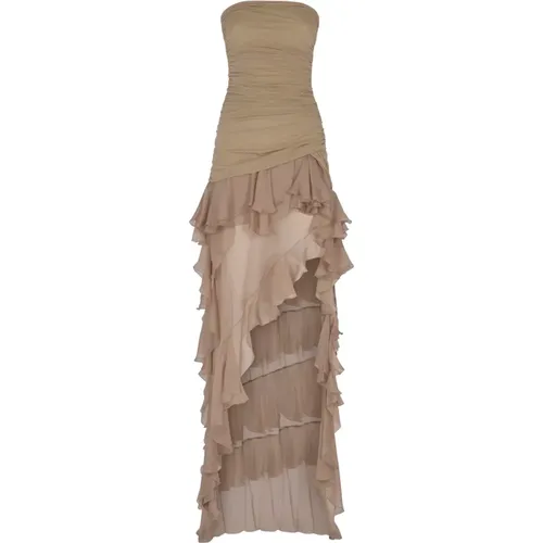 Chiffon Ruffle Dress in , female, Sizes: XS - Blumarine - Modalova