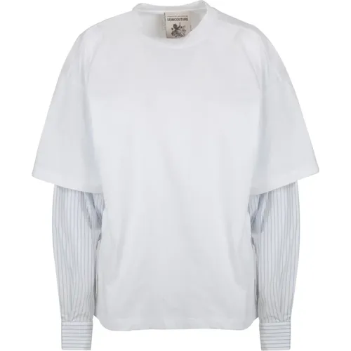 Striped Long Sleeve T-Shirt , female, Sizes: S, XS - Semicouture - Modalova