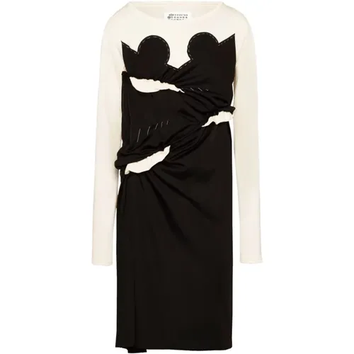 Midi Dresses,Schwarzes Kleid mit vier Stichen - Maison Margiela - Modalova