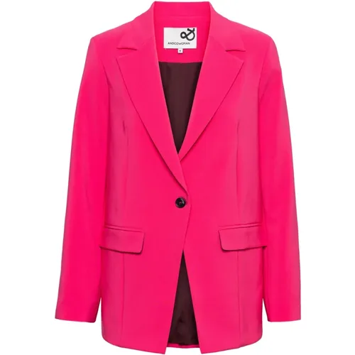 Langer Rosa Blazer mit Details , Damen, Größe: 3XL - &Co Woman - Modalova