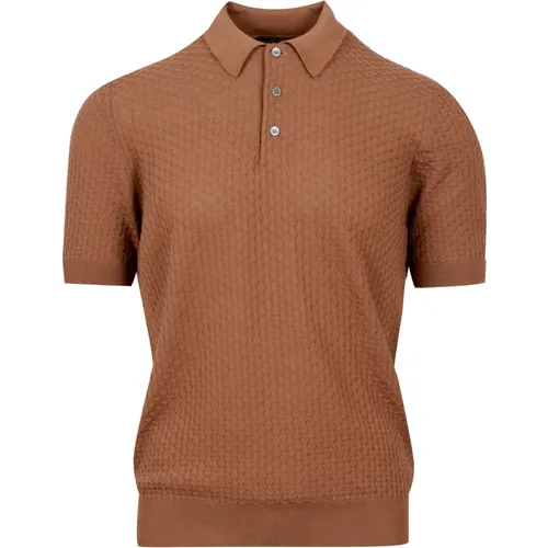 Cotton Polo Shirt with Collar , male, Sizes: L, M - Tagliatore - Modalova