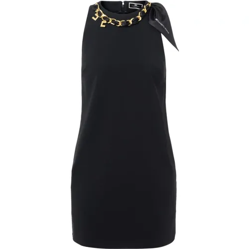 Schwarzes Minikleid mit Schal , Damen, Größe: L - Elisabetta Franchi - Modalova
