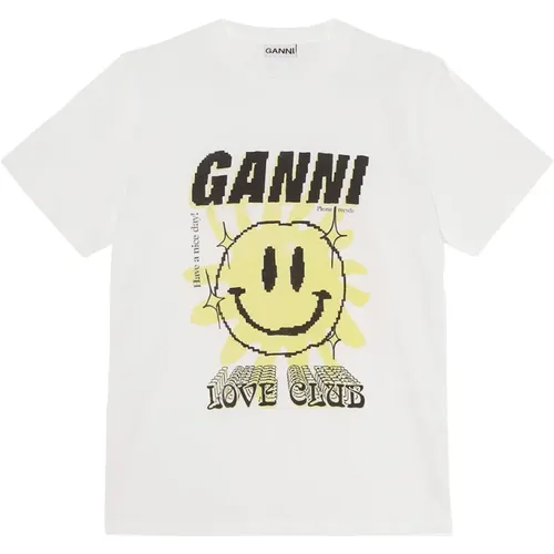 Smiley Grafik-Print T-Shirt Ganni - Ganni - Modalova