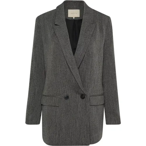 Grau Melange Blazer Jacke , Damen, Größe: S - Kaffe - Modalova