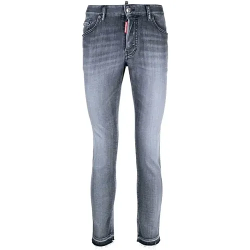 Slim Fit Verwaschene Graue Stretch-Jeans - Dsquared2 - Modalova
