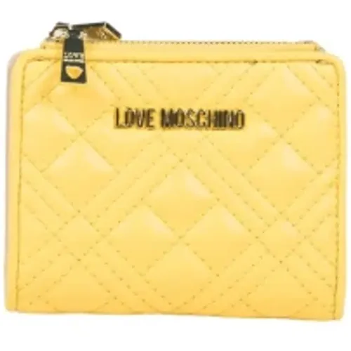 Gesteppte Kunstleder-Geldbörse mit Reißverschlusstaschen - Love Moschino - Modalova