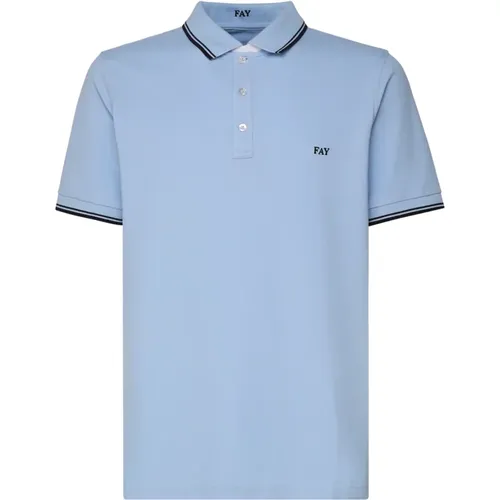 Cotton Polo Shirt with Piping , male, Sizes: L, XL, 2XL, M, 3XL - Fay - Modalova