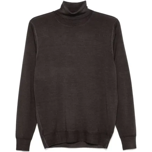 Brauner Merinowoll Rollkragenpullover - Fedeli - Modalova