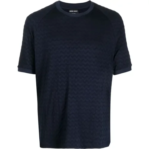 Elegantes Blaues T-Shirt Kurzarm , Herren, Größe: XL - Giorgio Armani - Modalova