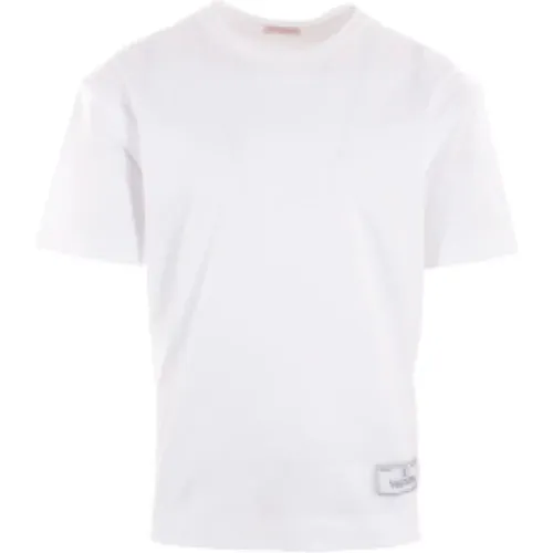 Weiße Baumwoll-T-Shirt mit Logo Etikett,T-Shirts - Valentino Garavani - Modalova