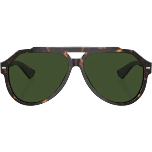 Dg4452 Sunglasses - Havana Frame, Dark Green Lenses , male, Sizes: 60 MM - Dolce & Gabbana - Modalova